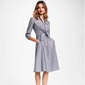 Brooks Brothers Striped Tie-Front Shirt Dress